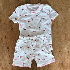Petite Plume White and Pink Flamingo Kids Pajama Set